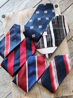 Lot of 6 Vintage Neckties - Wembley, Italian Silk, Retro Styles